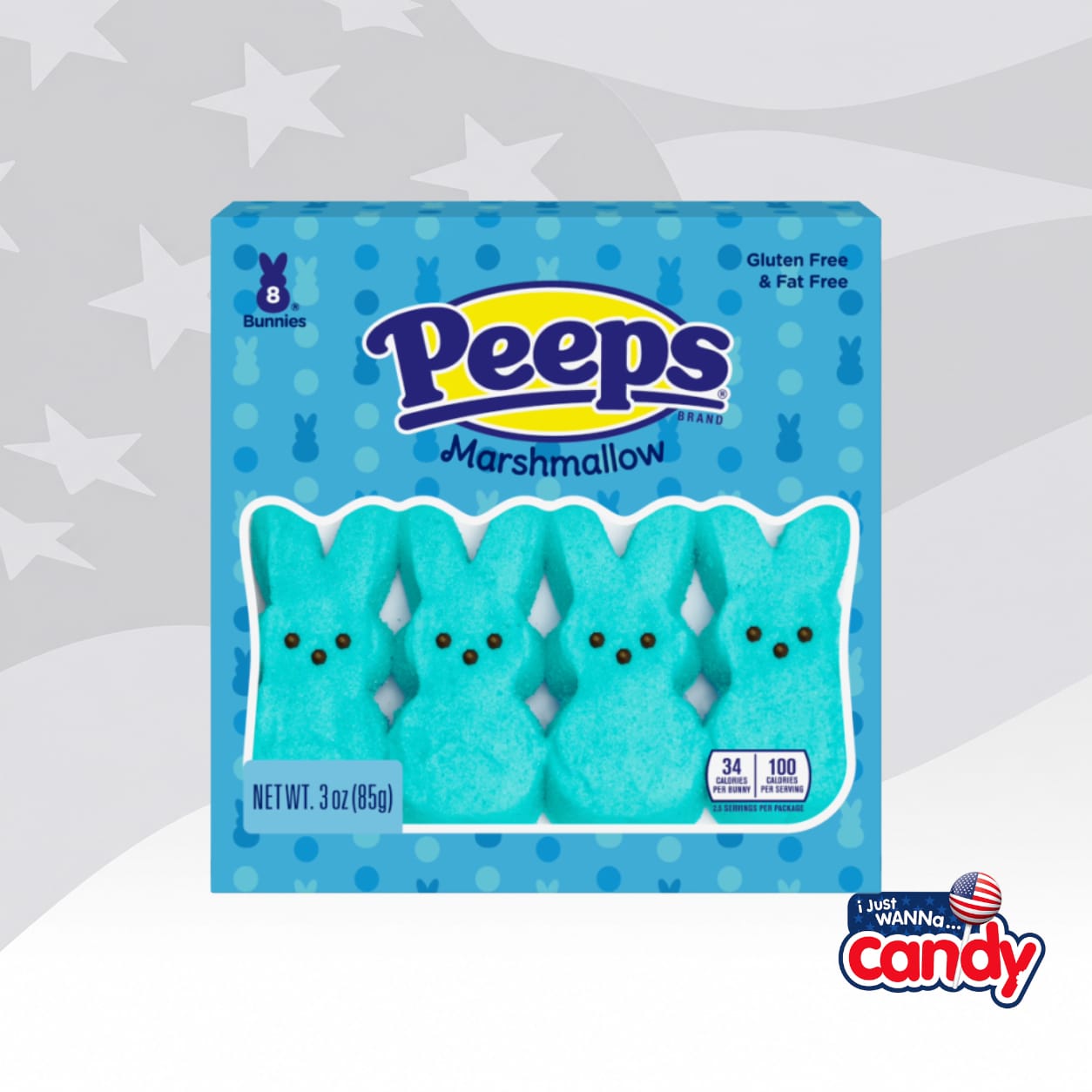 Peeps Blue Bunnies 8 Pack 3oz (85g)