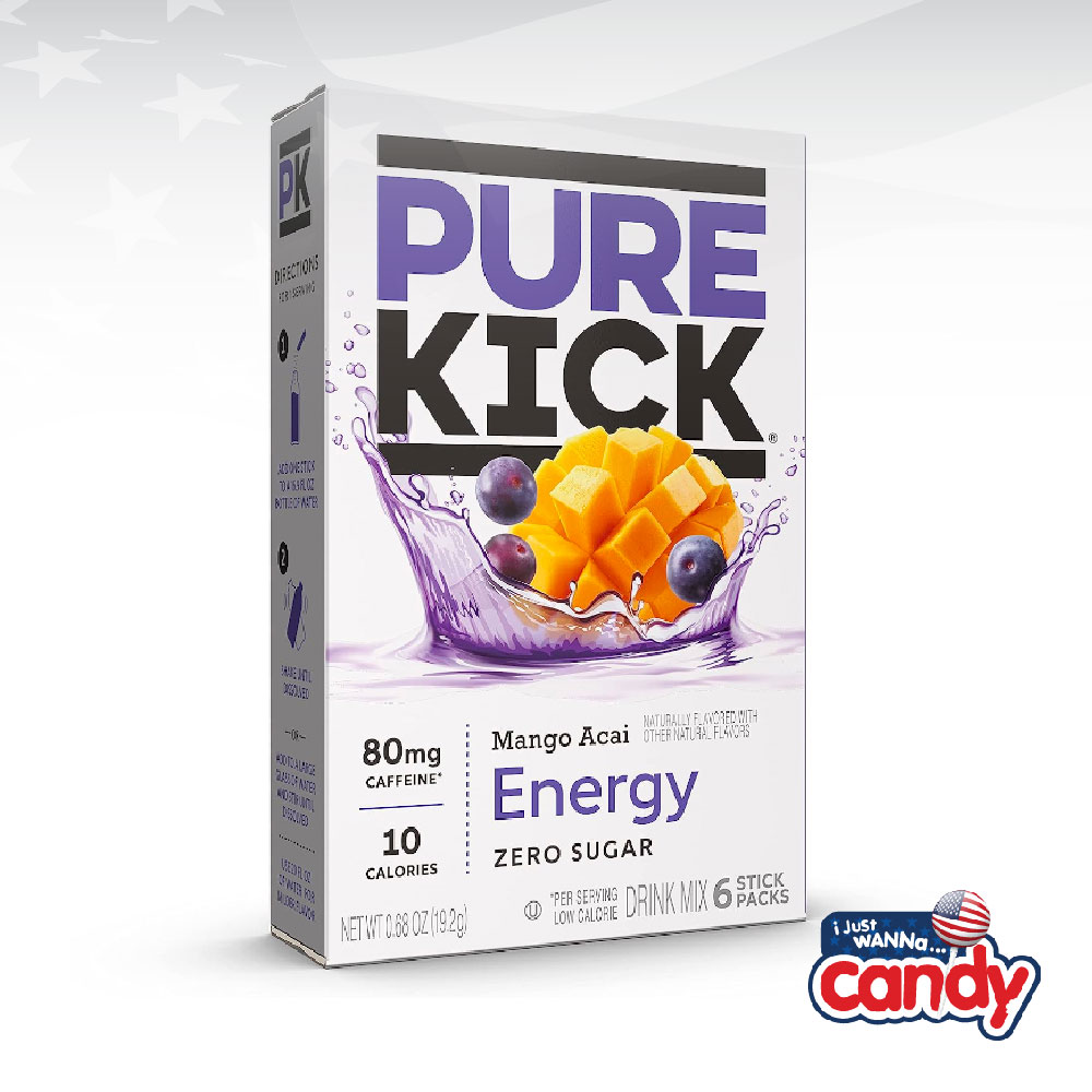 Pure Kick Energy Drink Mix Mango Acai 0.68oz (19.2g) IJustWannaCandy