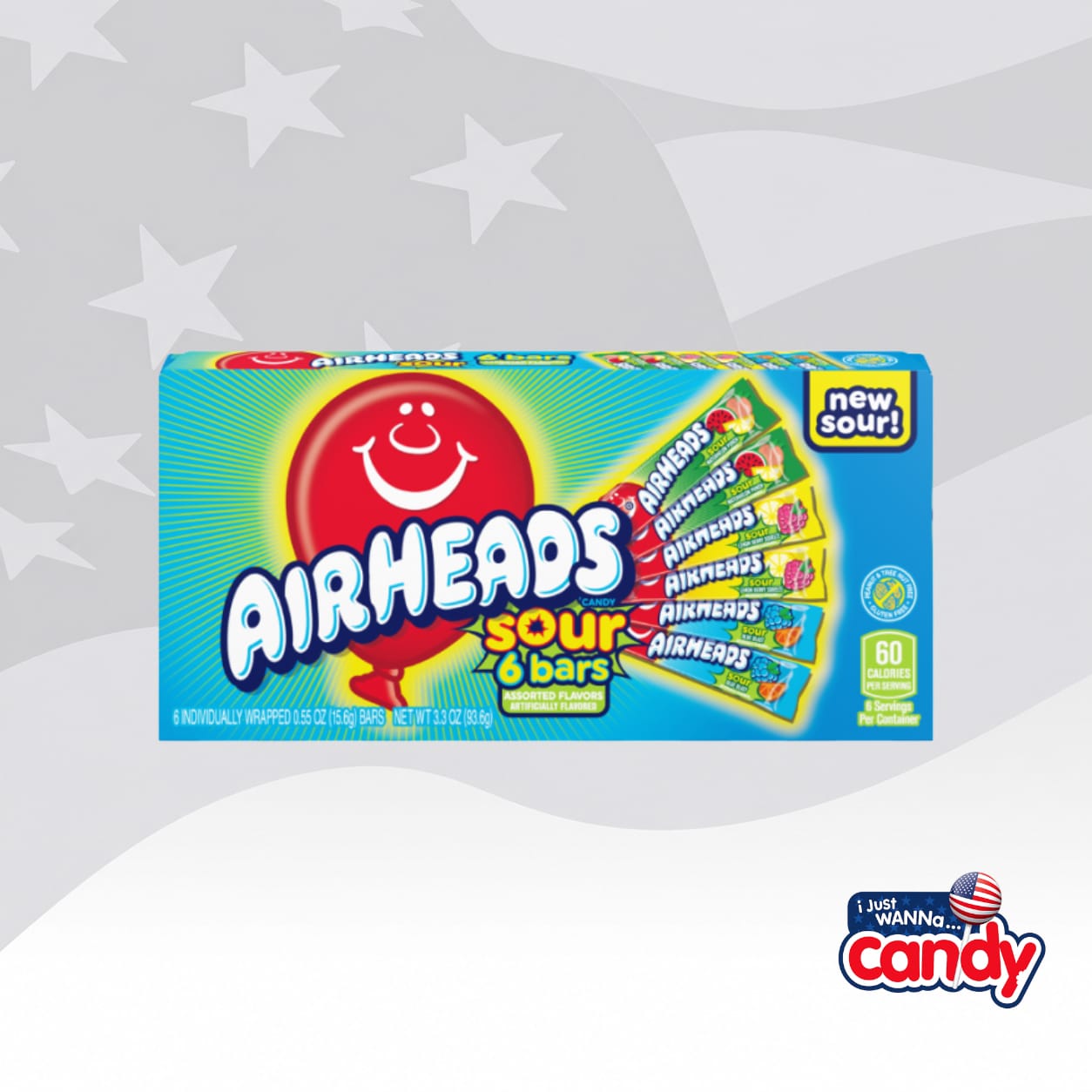 Airheads 6 Bar Sour Selection Box 3.3oz (93.6g)