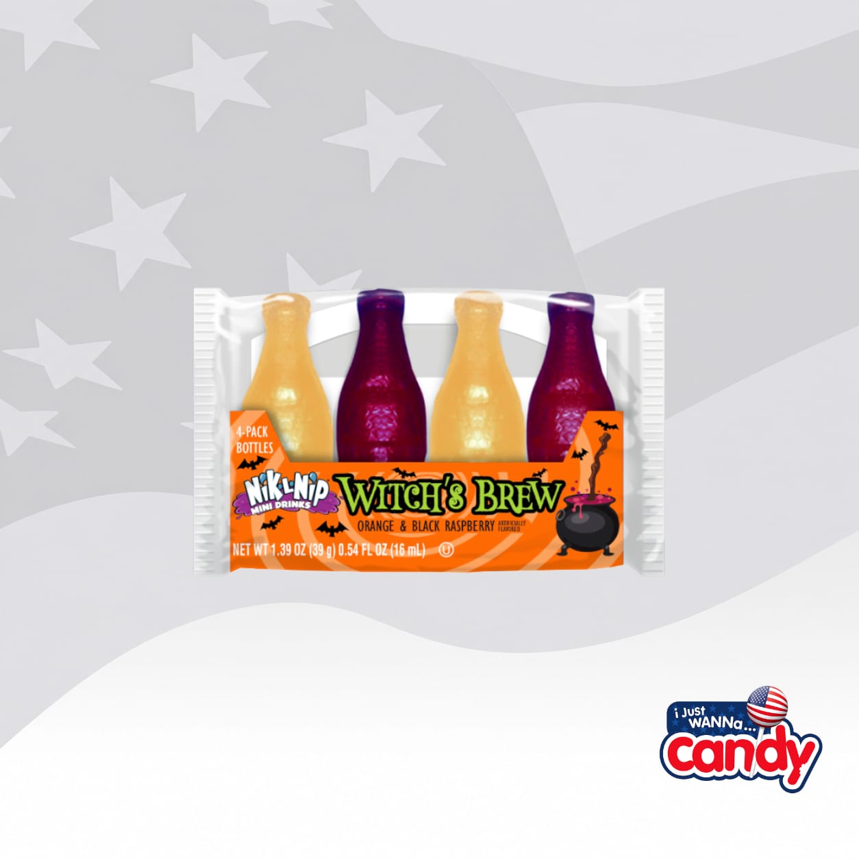 Nik-L-Nip Witchs Brew Wax Bottles 4 Pack 1.39oz (39g)