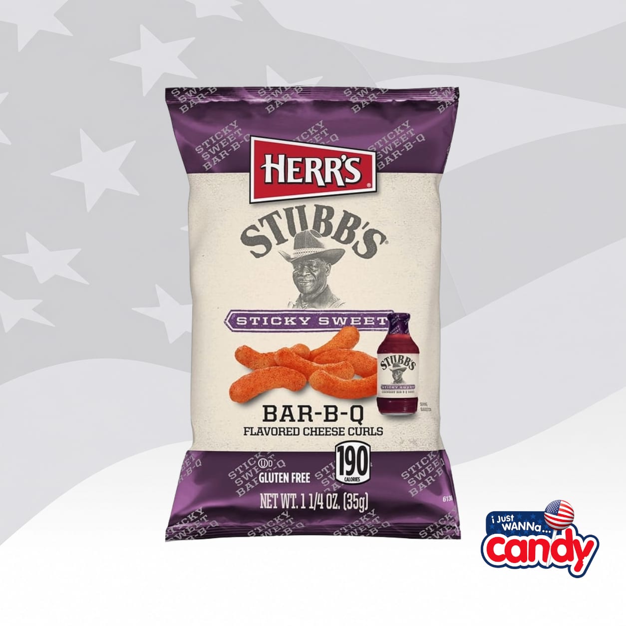 Herrs Stubbs Sticky Sweet Bar-B-Q Cheese Curls 1.25oz (35g)