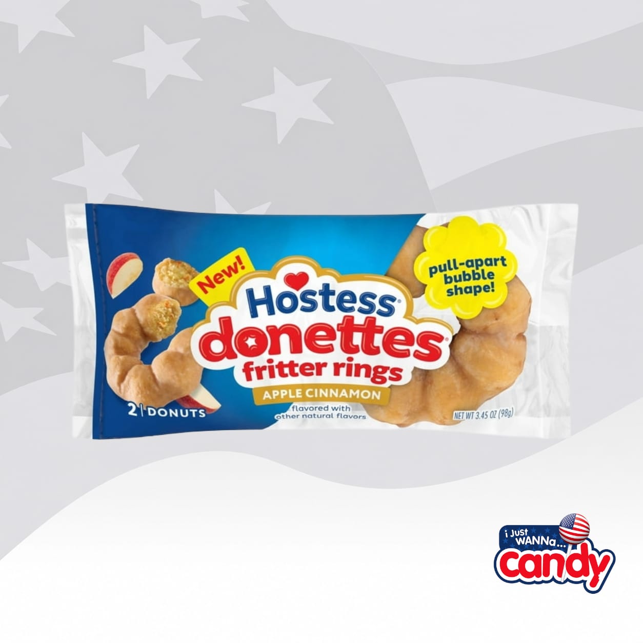 Hostess Donettes Fritter Rings Apple Cinnamon 2 Pack 3.4oz (98g)