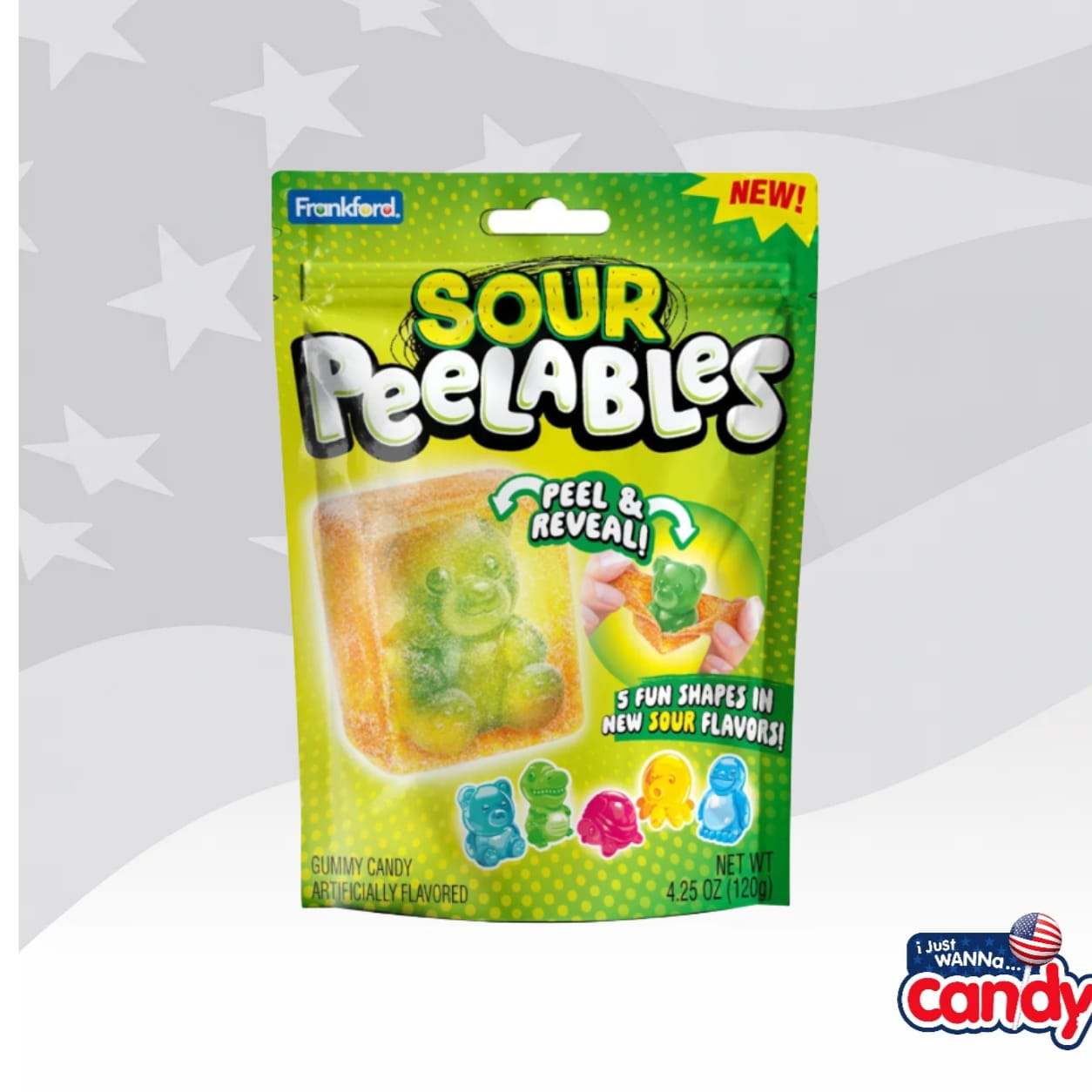 Peelables Assorted Sour Animals Gummy Candy 4.25oz (120g)