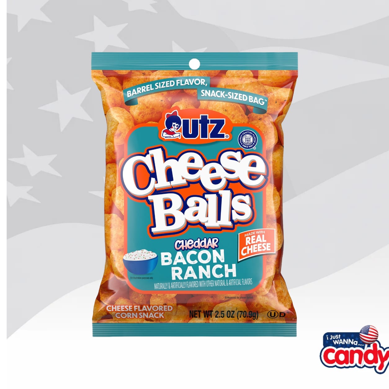 Utz Cheddar Bacon Ranch Cheese Balls 2.5oz (70.9g)